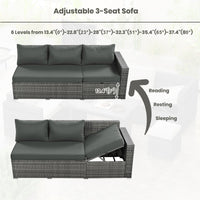 Outdoor 6-Piece All Weather PE Rattan Sofa Set, Garden Patio Wicker
