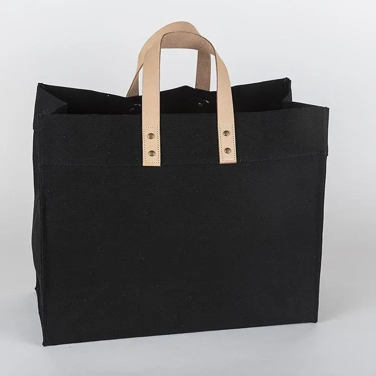 Box Tote Bag Canvas and Leather - Snagva
