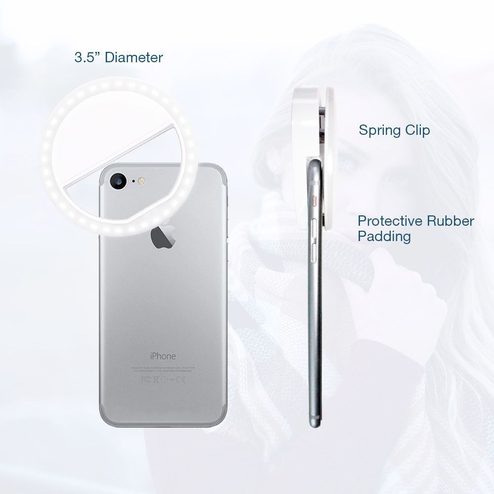 Selfie ring light in use for video call