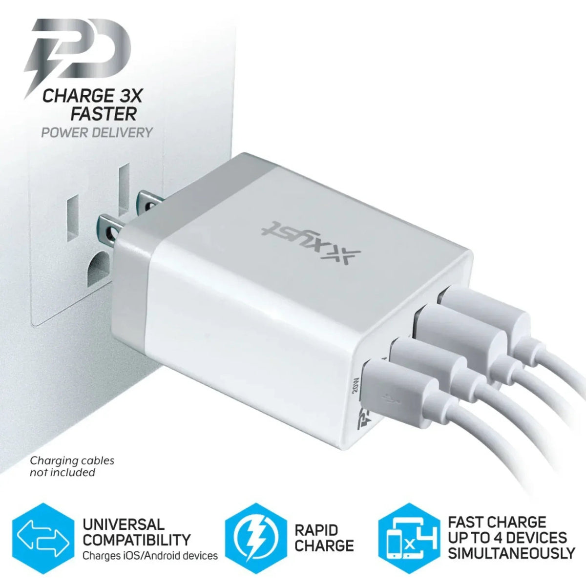 Xyst 35-Watt 4-Port USB-A and USB-C Wall Charger - Snagva