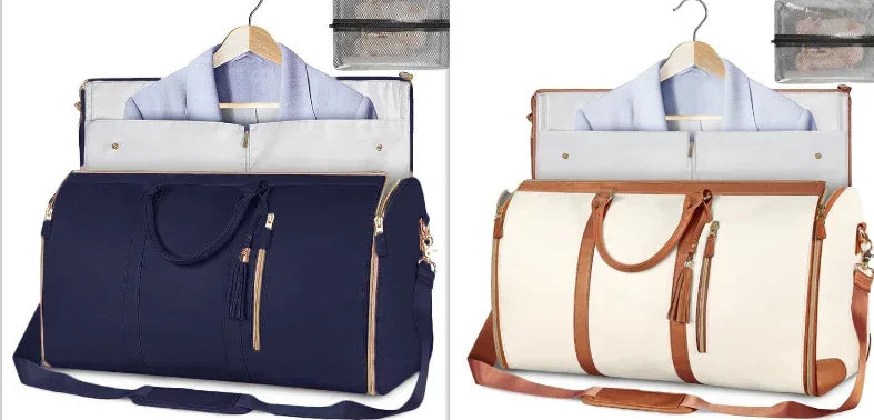 Large Capacity Travel Duffle Bag Women's Handbag Folding Suit Bag Waterproof Clothes Totes - Snagva