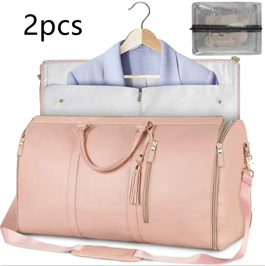 Large Capacity Travel Duffle Bag Women's Handbag Folding Suit Bag Waterproof Clothes Totes - Snagva