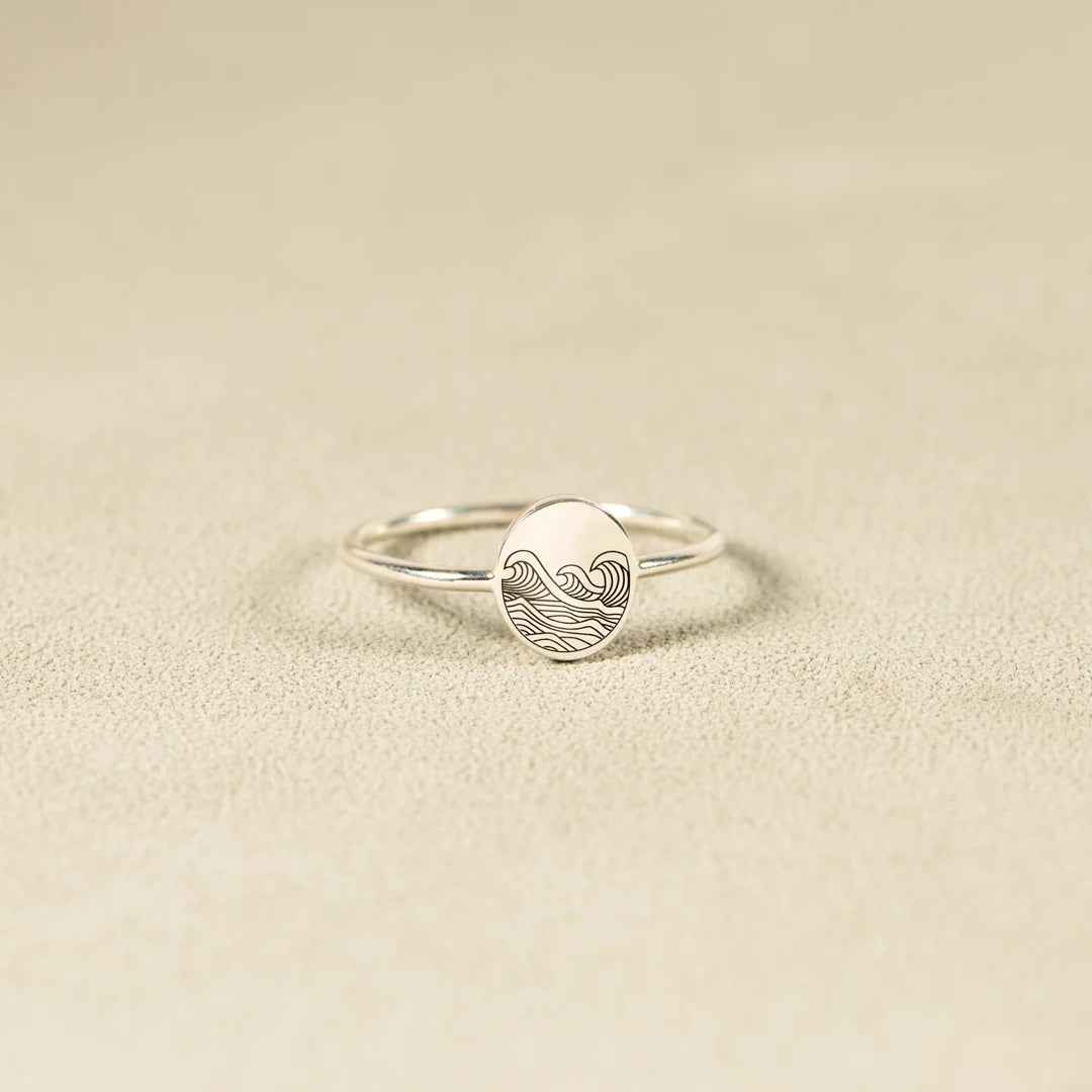 S925 Pure Silver Sea Wave Storm Ring Female Simple