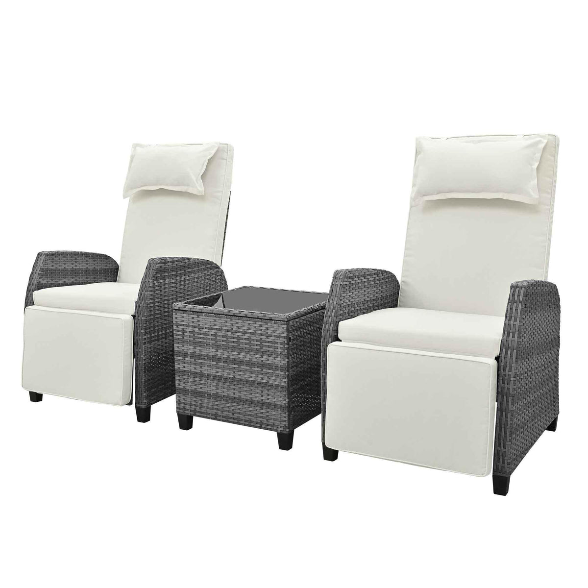 Outdoor Rattan Two-person Combination With Coffee Table, Adjustable,