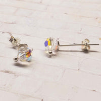 Handmade Sculpted 6mm Silver Spiral Crystal Stud Earrings