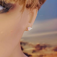 Handmade Sculpted 6mm Silver Spiral Crystal Stud Earrings