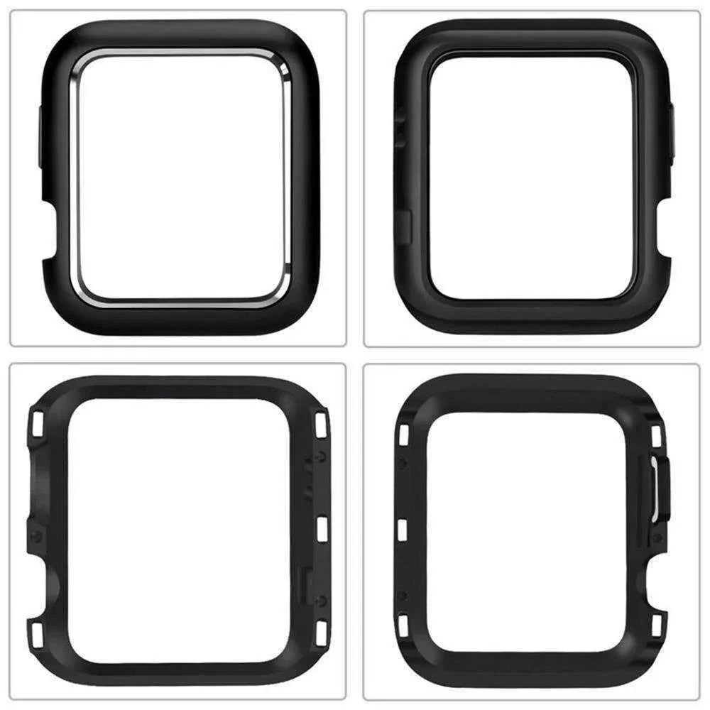 Close-up detail of the magnetic closure system on the aluminum snap case for Apple Watch.