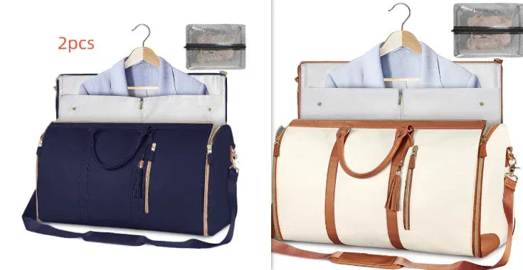 Large Capacity Travel Duffle Bag Women's Handbag Folding Suit Bag Waterproof Clothes Totes - Snagva
