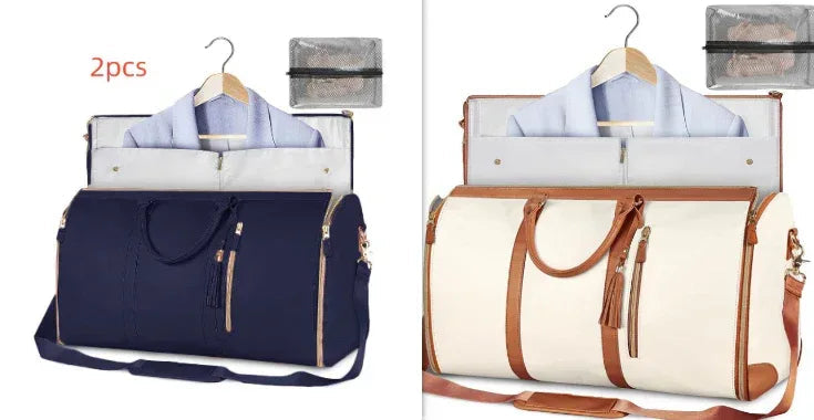 Large Capacity Travel Duffle Bag Women's Handbag Folding Suit Bag Waterproof Clothes Totes - Snagva