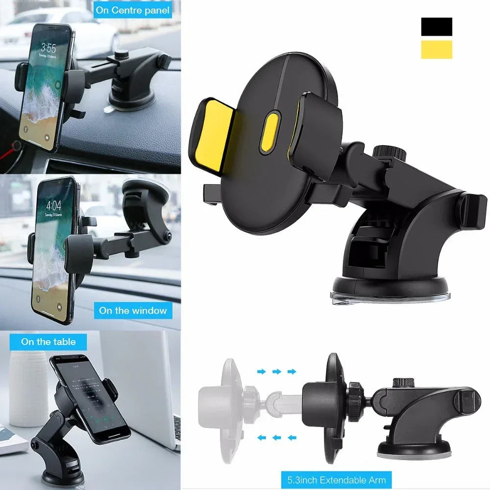 Car Phone Holder Long Rod Telescopic Car Dashboard Suction Cup Type - Snagva