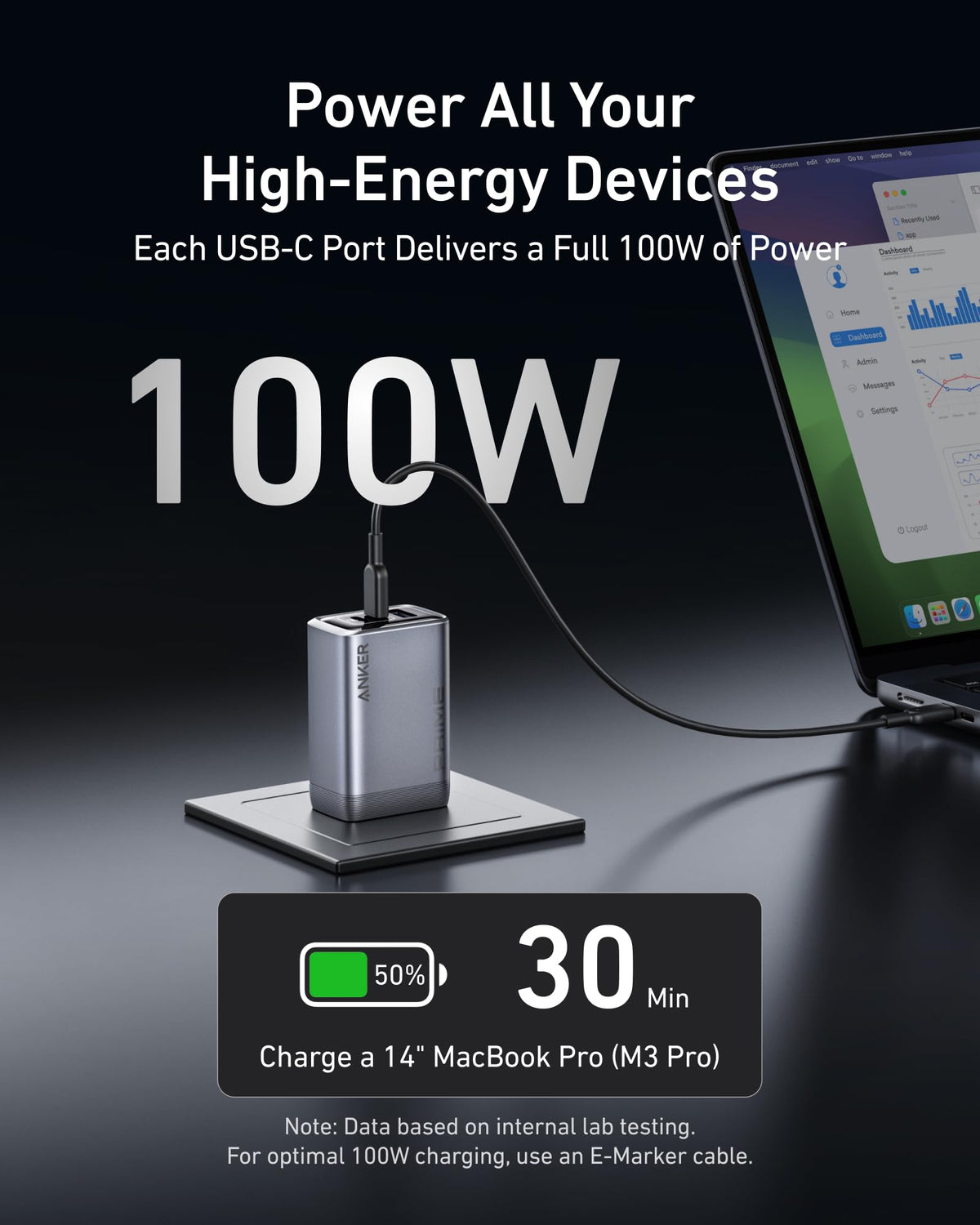 Anker Prime Charger 100W 3 Ports - product view 3
