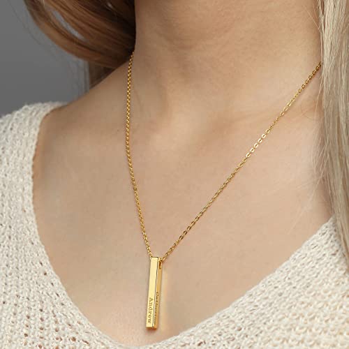 Rose gold plated 4 side bar necklace featuring engraved family names and a heartfelt message.