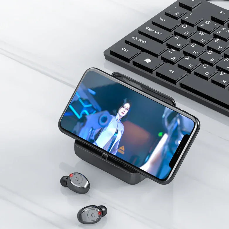 Close-up image of the Bluetooth earbud with silicone tip for comfortable fit.