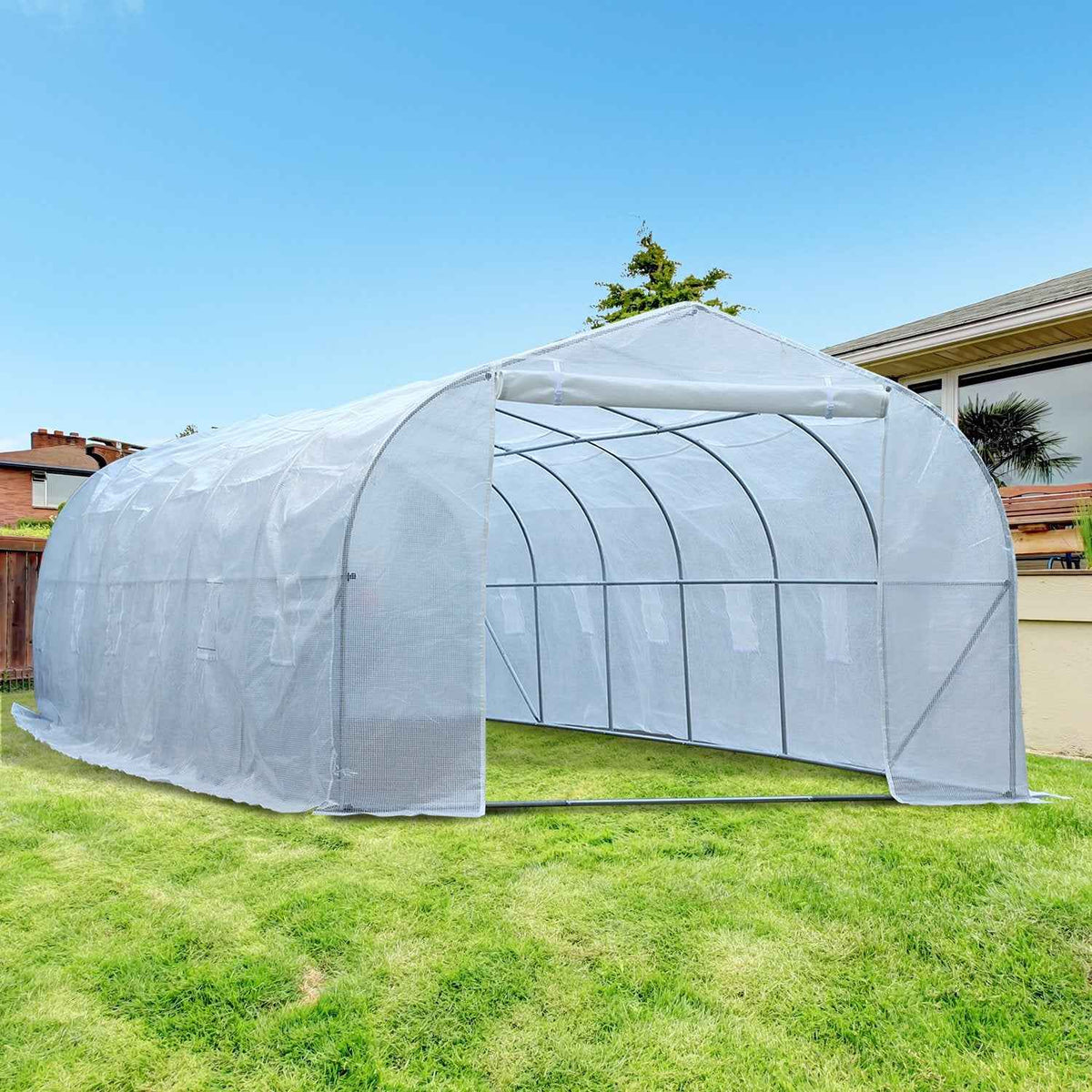 Outsunny 26‚ÄôL x 10‚ÄôW x 6.5‚ÄôH Large Outdoor Heavy Duty Walk-In