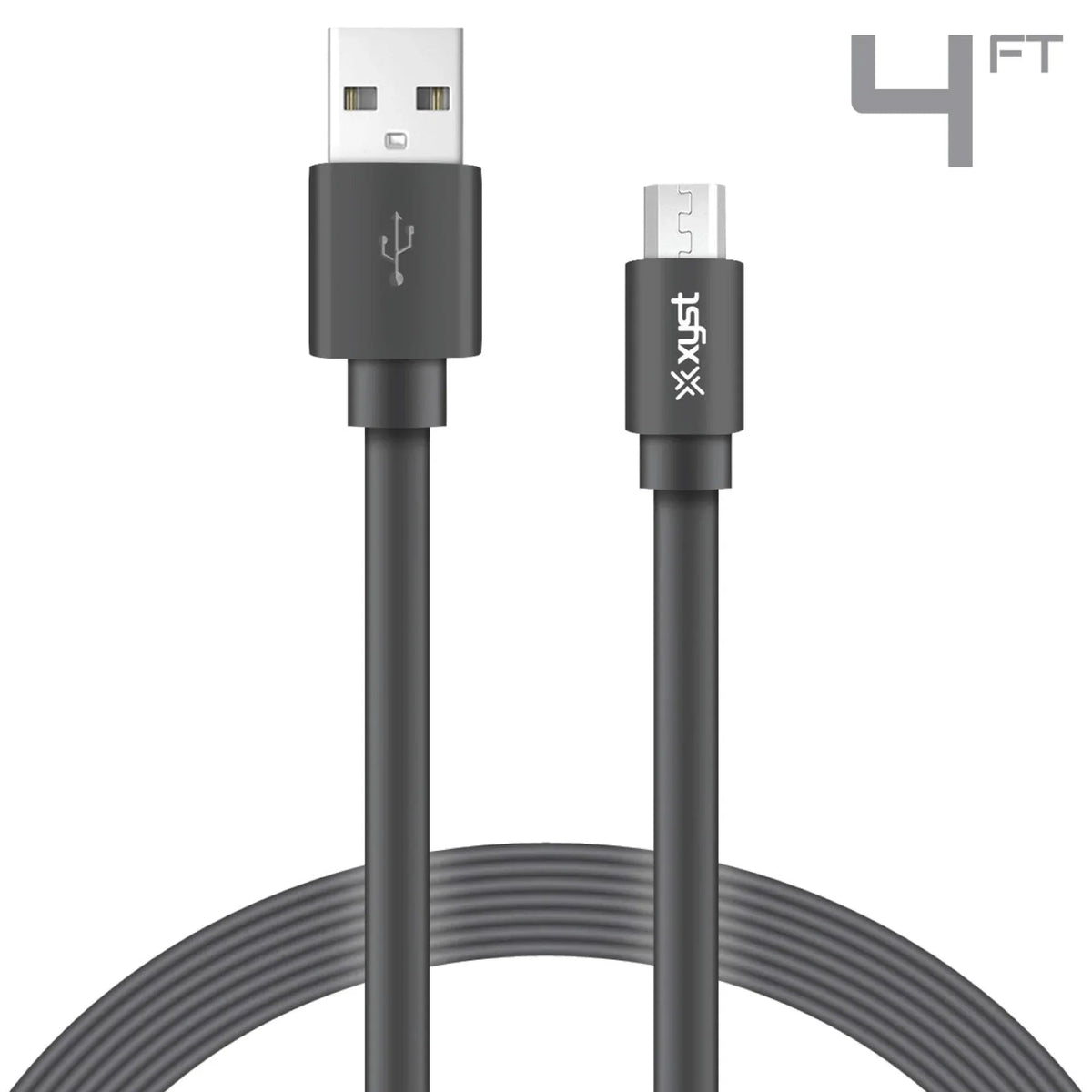 Xyst Charge and Sync USB to Micro USB Flat Cable 4Ft - Snagva