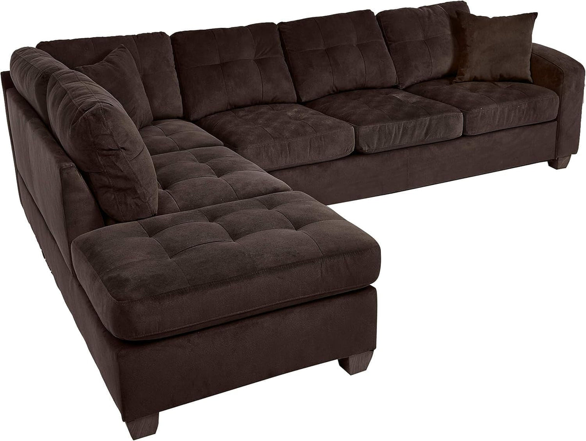 Emilio 2 Piece Reversible Sectional Sofa Chocolate