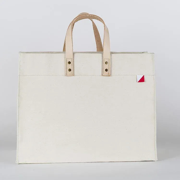 Box Tote Bag Canvas and Leather - Snagva