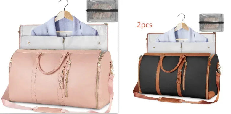 Large Capacity Travel Duffle Bag Women's Handbag Folding Suit Bag Waterproof Clothes Totes - Snagva