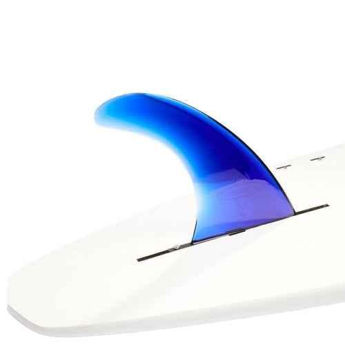 DORSAL Signature surfboard fin installed on a longboard surfboard ready for use.