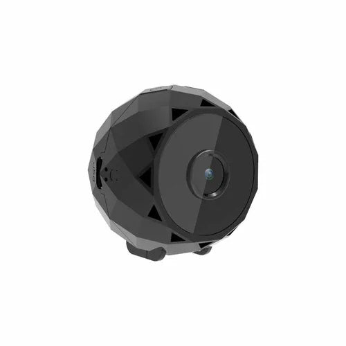 Top view of HD WiFi camera showing lens and buttons on black device.