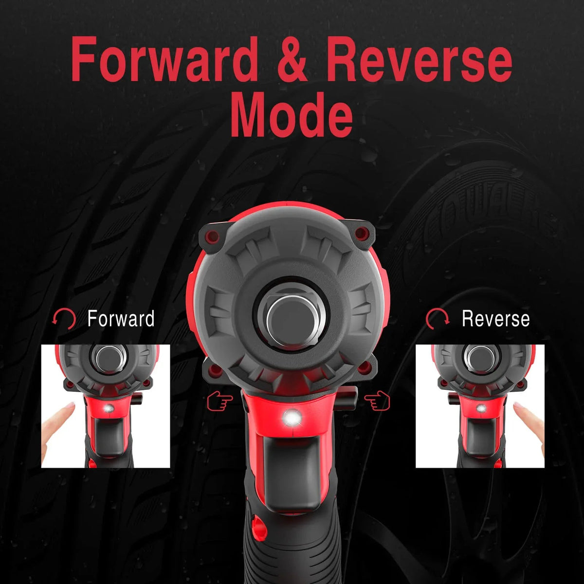 Impact wrench being used to tighten a bolt during automotive repair.