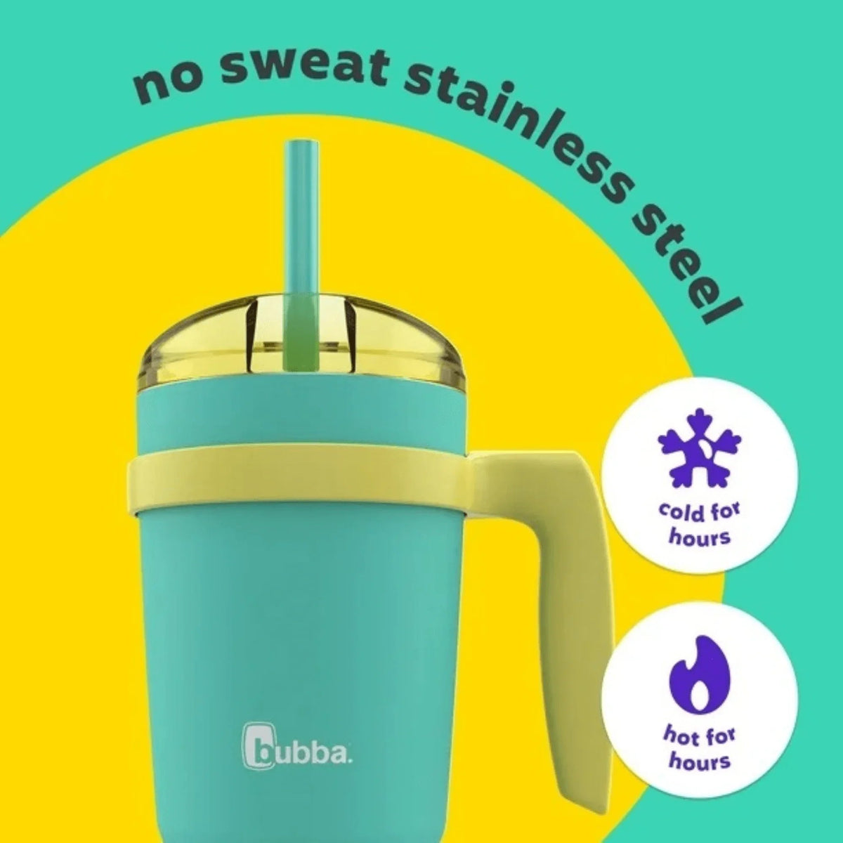 Tumbler held by hand showing ergonomic handle and straw use