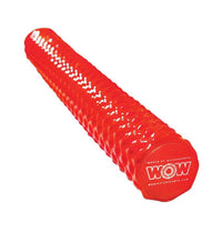 Red extra large foam pool noodle with ribbed texture and vinyl coating for durability