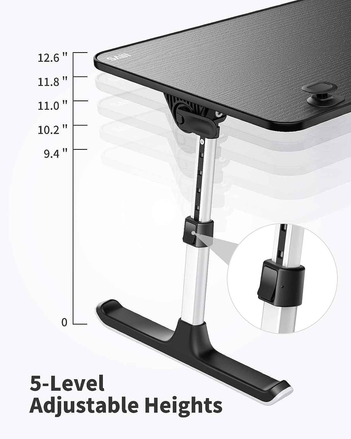 Height and Angle Adjustable Laptop Desk for Bed and Couch