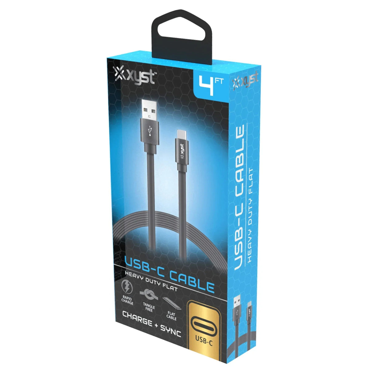 Xyst Charge and Sync USB to USB-C Flat Cable 4Ft - Snagva
