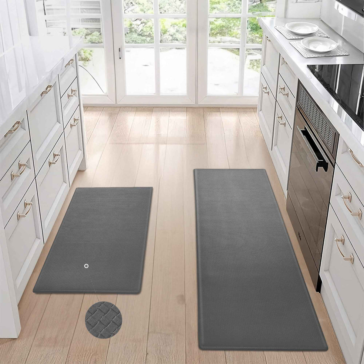 Kitchen Floor Mat Two-piece Set Of Non-slip, Waterproof And Easy To Clean