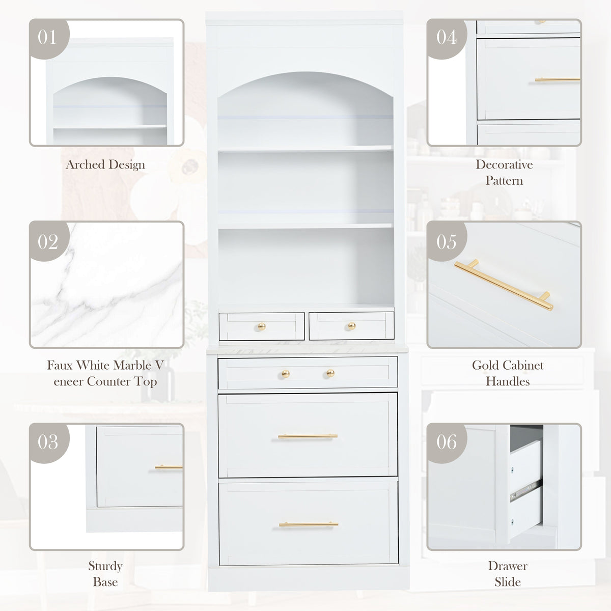 Modern 83.7inch High Kitchen Pantry, Freestanding Tall Kitchen Hutch