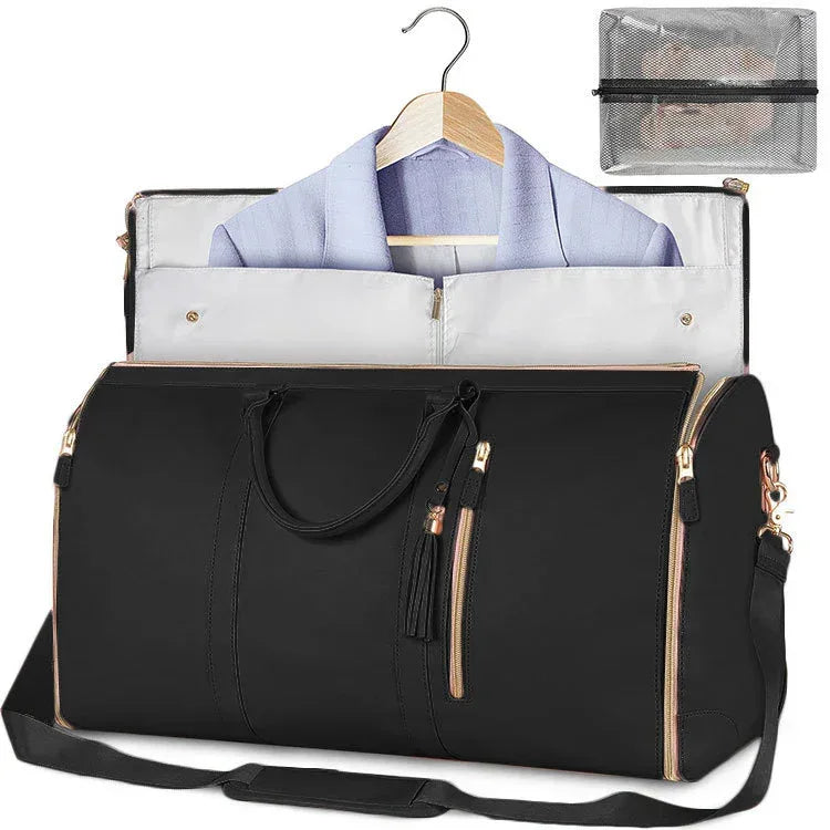 Large Capacity Travel Duffle Bag Women's Handbag Folding Suit Bag Waterproof Clothes Totes - Snagva