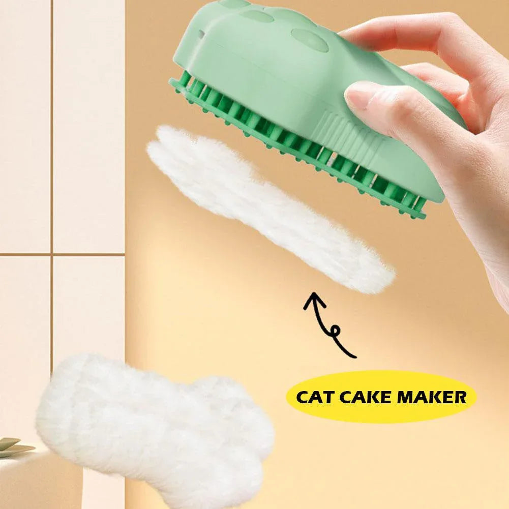 Angled view of the pet spray comb highlighting built-in UV light feature.
