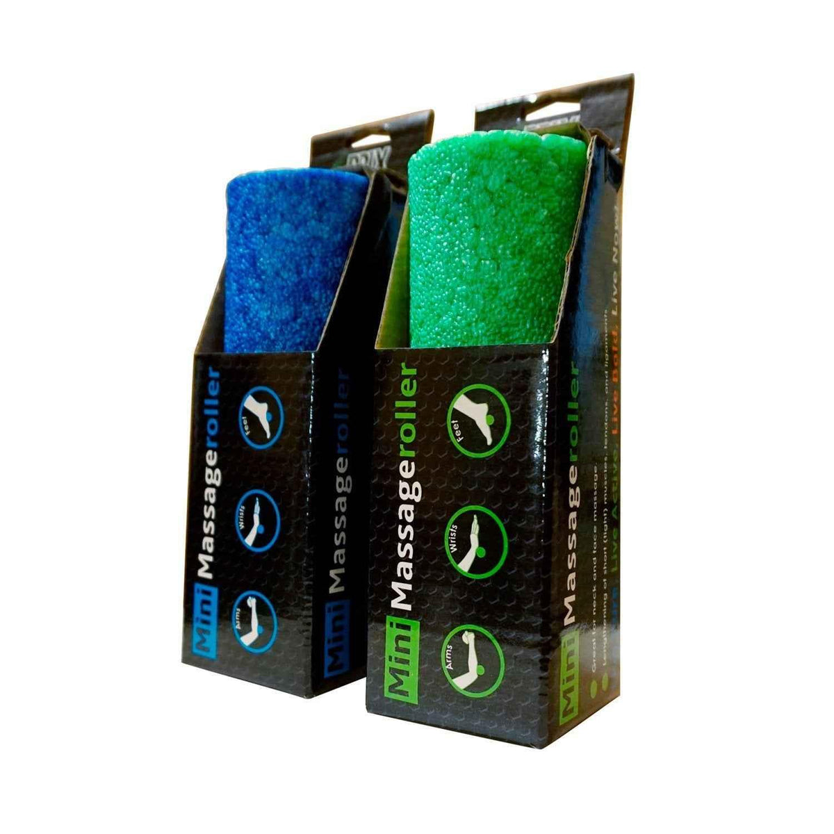 PBLX Mini Foam Roller displayed upright to highlight its size and shape.