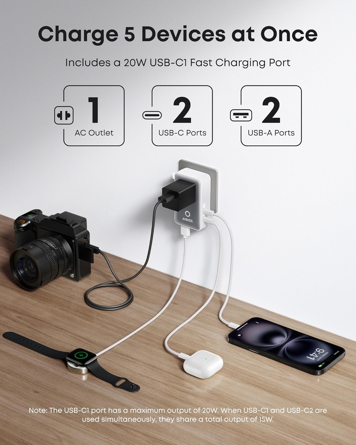 Anker Nano Travel Adapter 5-in-1 - product view 3