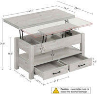 Grey Lift Top Coffee Table With Drawers Hidden Compartment