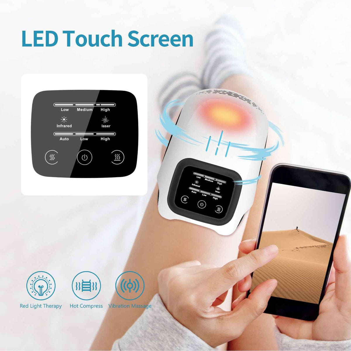 Intelligent Electric Knee Massager with Heating and Infrared Therapy - Rechargeable
