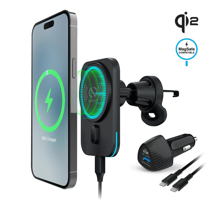 Naztech MagLock CAR 15W Magnetic Wireless Fast Charging Vent Mount - Snagva