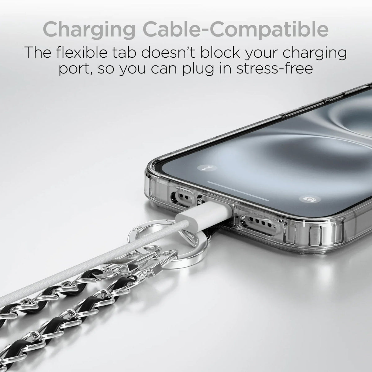HyperGear TECHcessories Silver Chain with Black Vegan Leather - Snagva
