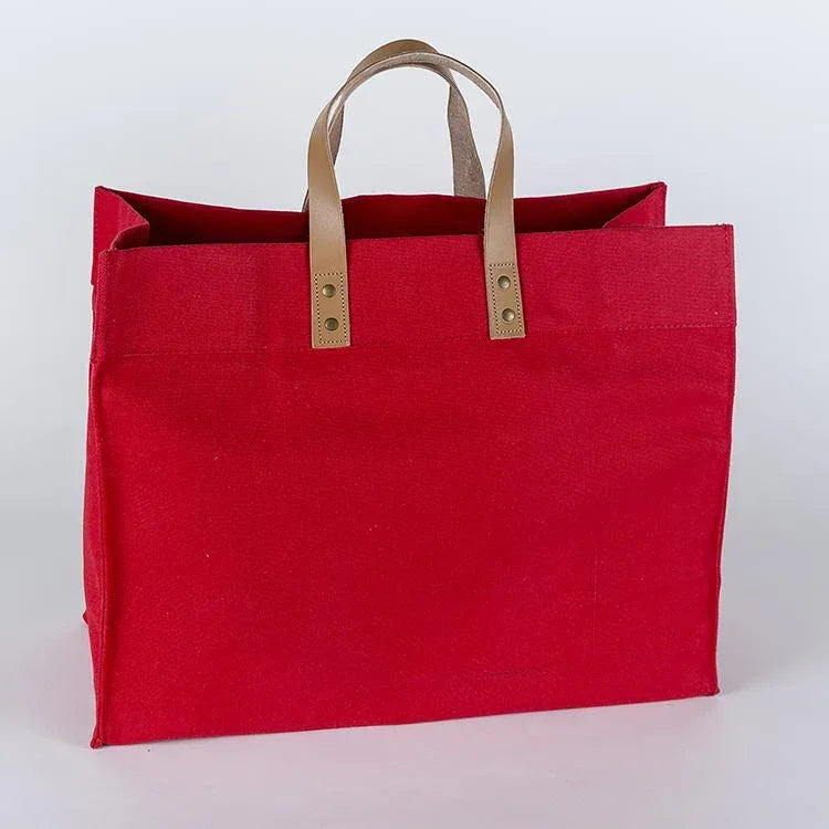 Box Tote Bag Canvas and Leather - Snagva