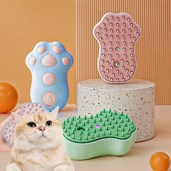 Electric pet grooming comb designed like a cat, shown on a white background.