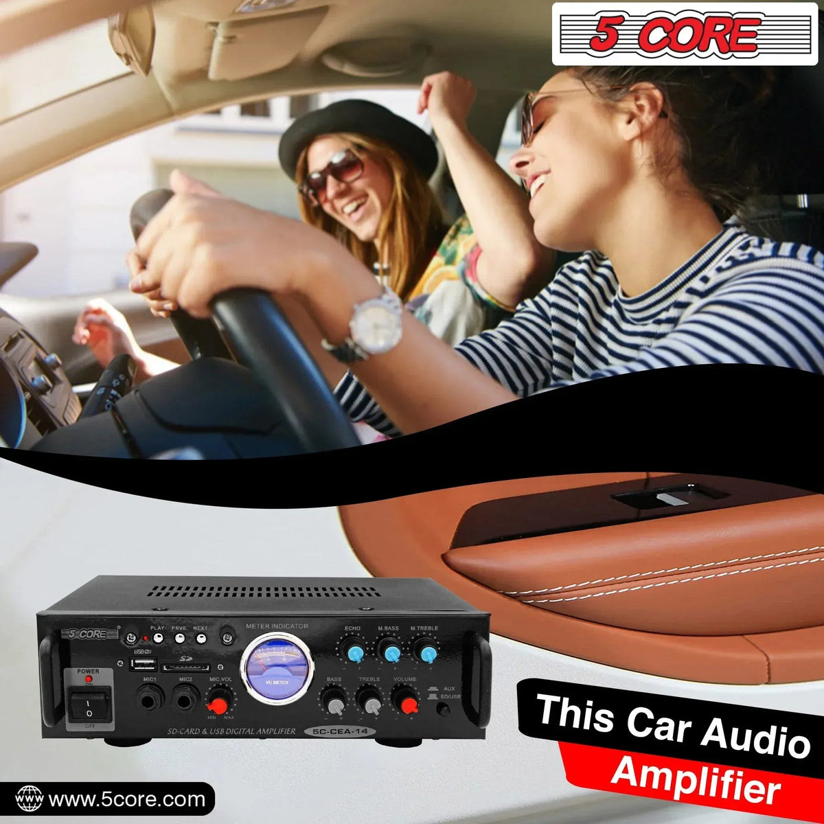 5Core Dual Channel Amplifier Car Audio System 300W Audio Reciver Car - Snagva