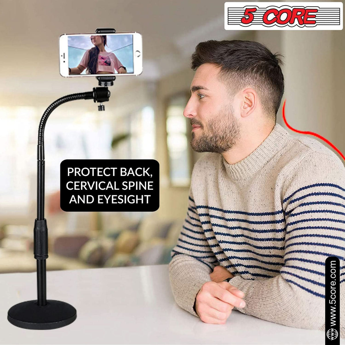 5Core Cell Phone Stand for Desk Adjustable Scissor Boom Arm Stands product image for TrustyMall.