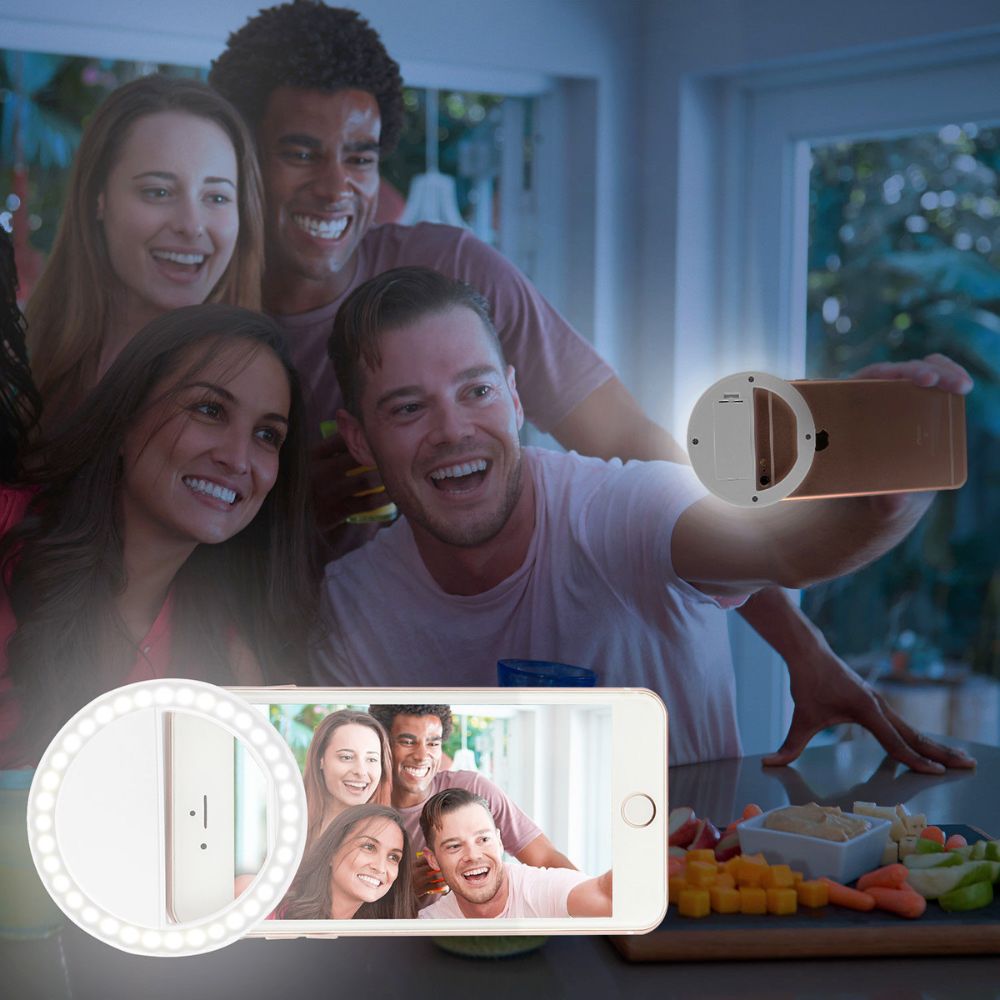 Selfie ring light battery compartment view