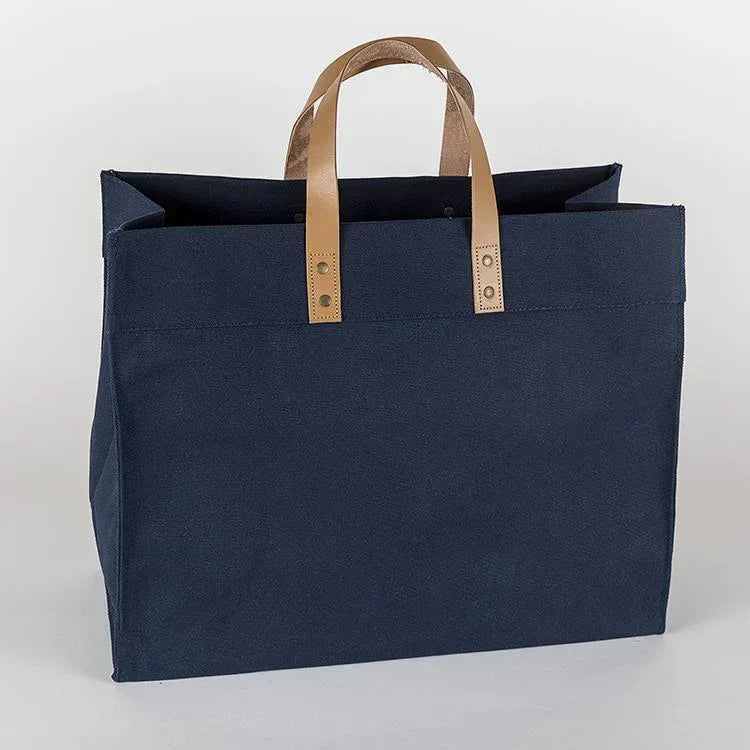 Box Tote Bag Canvas and Leather - Snagva