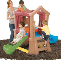 Play Up Double Slide Climber Outdoor Playset For Toddlers Ages 2 To 6