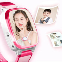 Side view of kid's waterproof smart watch highlighting thick silicone strap and robust design.