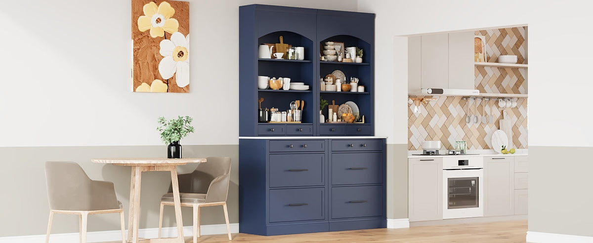 Modern 83.7inch High Kitchen Pantry, Freestanding Tall Kitchen Hutch