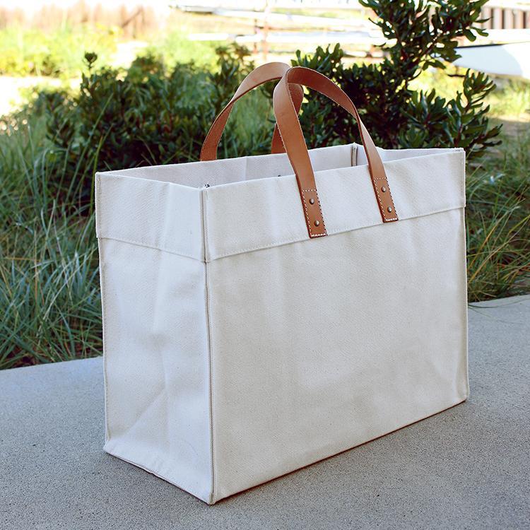 Box Tote Bag Canvas and Leather - Snagva