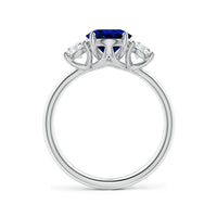 2.50 CTW Oval Lab-Grown Blue Sapphire Diamond Three-Stone Engagement